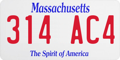 MA license plate 314AC4
