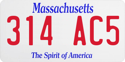 MA license plate 314AC5