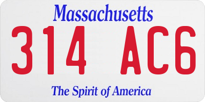 MA license plate 314AC6