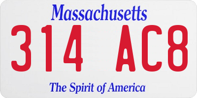 MA license plate 314AC8