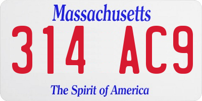 MA license plate 314AC9
