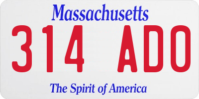 MA license plate 314AD0