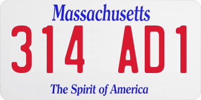 MA license plate 314AD1