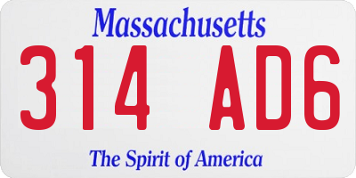 MA license plate 314AD6