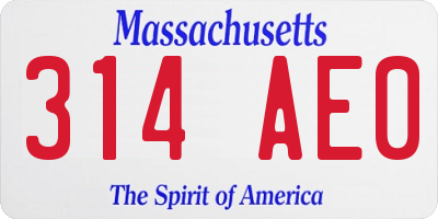 MA license plate 314AE0