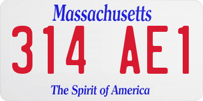 MA license plate 314AE1