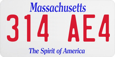 MA license plate 314AE4
