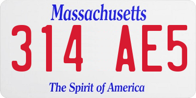 MA license plate 314AE5