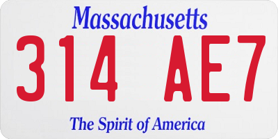 MA license plate 314AE7