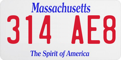 MA license plate 314AE8