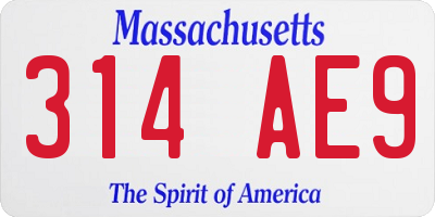 MA license plate 314AE9