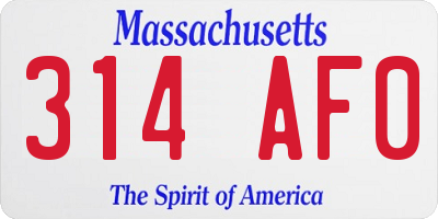 MA license plate 314AF0