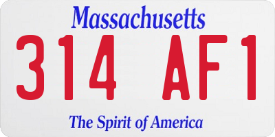 MA license plate 314AF1