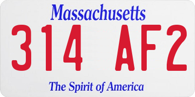 MA license plate 314AF2