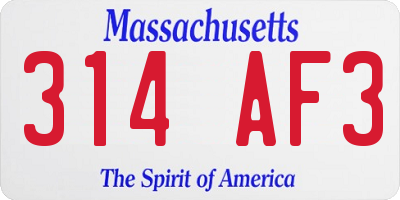 MA license plate 314AF3