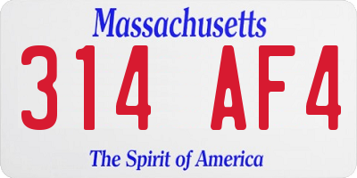 MA license plate 314AF4