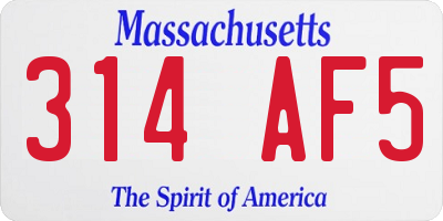 MA license plate 314AF5