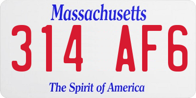 MA license plate 314AF6