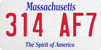 MA license plate 314AF7