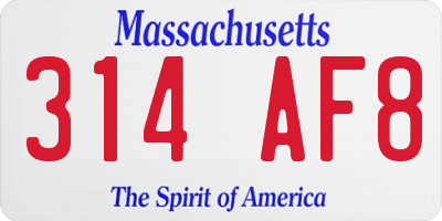 MA license plate 314AF8