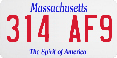 MA license plate 314AF9