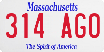 MA license plate 314AG0