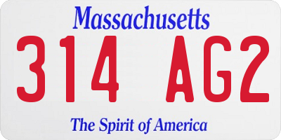 MA license plate 314AG2