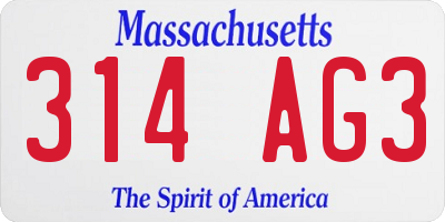 MA license plate 314AG3