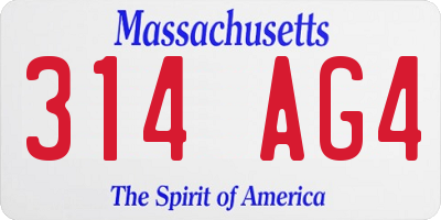 MA license plate 314AG4