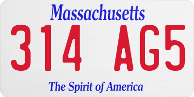 MA license plate 314AG5