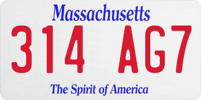MA license plate 314AG7