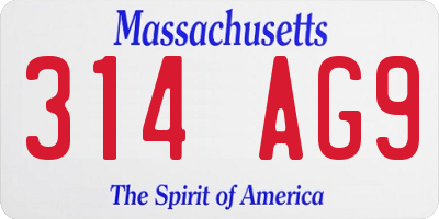MA license plate 314AG9