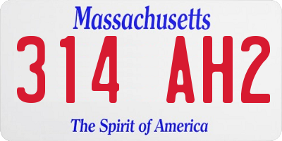 MA license plate 314AH2