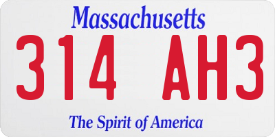 MA license plate 314AH3