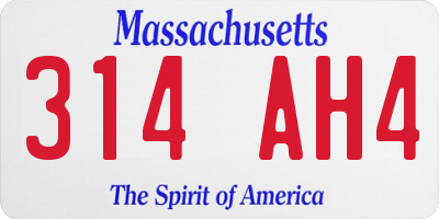 MA license plate 314AH4