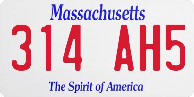 MA license plate 314AH5