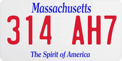 MA license plate 314AH7