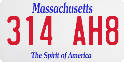 MA license plate 314AH8