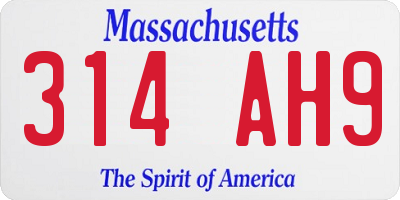MA license plate 314AH9