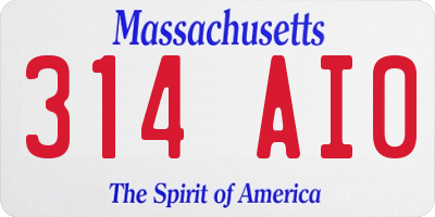 MA license plate 314AI0