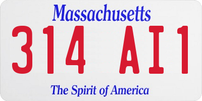 MA license plate 314AI1