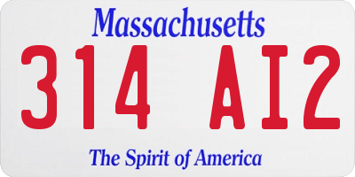 MA license plate 314AI2