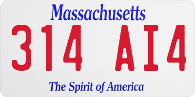 MA license plate 314AI4