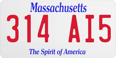 MA license plate 314AI5