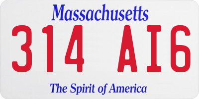 MA license plate 314AI6