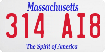 MA license plate 314AI8