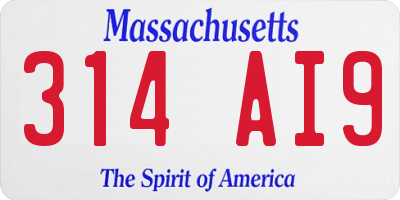 MA license plate 314AI9