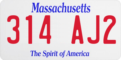 MA license plate 314AJ2