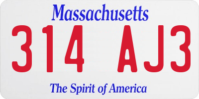 MA license plate 314AJ3