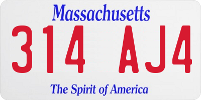 MA license plate 314AJ4